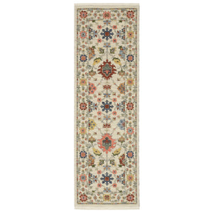HomeRoots 2' Versatile Oriental Runner Rug with Multicolor Design and Stain-Resistant Features for High-Traffic Areas Ivory/ Multi 2' x 6' 509283