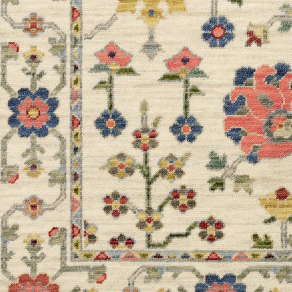 HomeRoots 2' Versatile Oriental Runner Rug with Multicolor Design and Stain-Resistant Features for High-Traffic Areas Ivory/ Multi 2' x 6' 509283