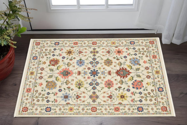 HomeRoots 2' Versatile Oriental Runner Rug with Multicolor Design and Stain-Resistant Features for High-Traffic Areas 3' x 5' 509284
