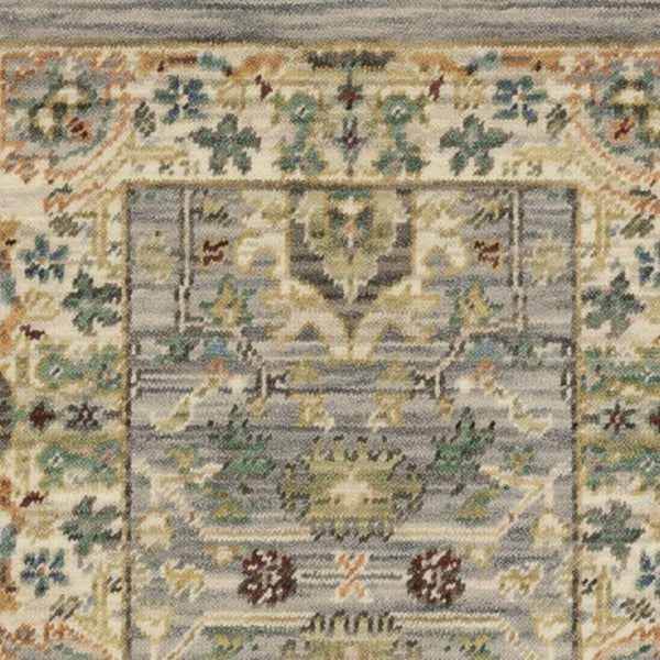 HomeRoots 2' Elegant Oriental Power Loom Runner Rug - Stain Resistant, Multi-Color, Fringed, Durable Design Grey/ Multi 2' x 6' 509290