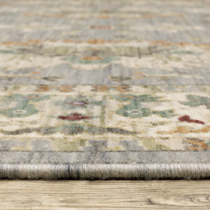 HomeRoots 2' Elegant Oriental Power Loom Runner Rug - Stain Resistant, Multi-Color, Fringed, Durable Design Grey/ Multi 2' x 6' 509290