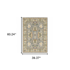 HomeRoots 2' Elegant Oriental Power Loom Runner Rug - Stain Resistant, Multi-Color, Fringed, Durable Design 3' x 5' 509291