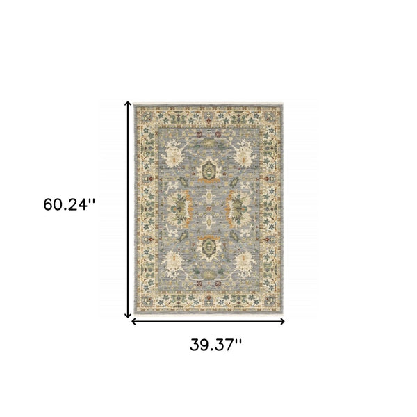 HomeRoots 2' Elegant Oriental Power Loom Runner Rug - Stain Resistant, Multi-Color, Fringed, Durable Design 3' x 5' 509291