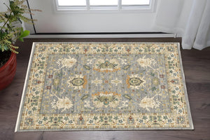 HomeRoots 2' Elegant Oriental Power Loom Runner Rug - Stain Resistant, Multi-Color, Fringed, Durable Design 3' x 5' 509291