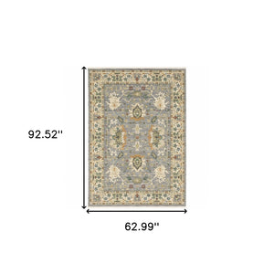 HomeRoots 2' Elegant Oriental Power Loom Runner Rug - Stain Resistant, Multi-Color, Fringed, Durable Design 5' X 8' 509292
