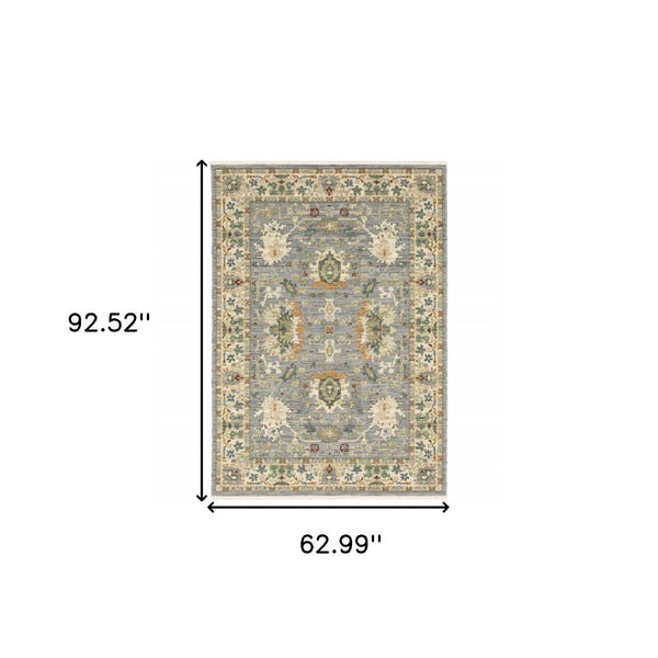 HomeRoots 2' Elegant Oriental Power Loom Runner Rug - Stain Resistant, Multi-Color, Fringed, Durable Design 5' X 8' 509292