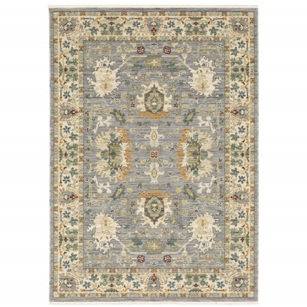 HomeRoots 2' Elegant Oriental Power Loom Runner Rug - Stain Resistant, Multi-Color, Fringed, Durable Design 8' X 11' 509294