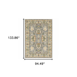 HomeRoots 2' Elegant Oriental Power Loom Runner Rug - Stain Resistant, Multi-Color, Fringed, Durable Design 8' X 11' 509294