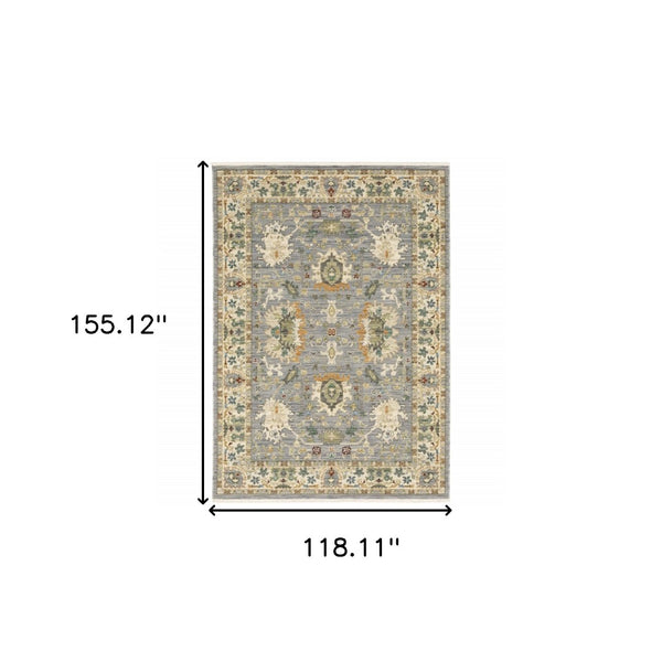 HomeRoots 2' Elegant Oriental Power Loom Runner Rug - Stain Resistant, Multi-Color, Fringed, Durable Design 10' X 13' 509295
