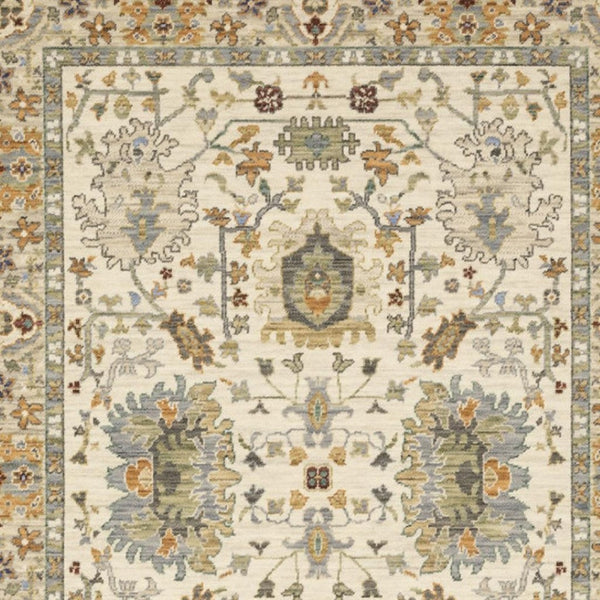 HomeRoots 2' Elegant Oriental Power Loom Runner Rug - Stain Resistant, Multi-Color, Fringed, Durable Design Ivory/ Multi 2' x 6' 509297