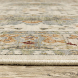 HomeRoots 2' Elegant Oriental Power Loom Runner Rug - Stain Resistant, Multi-Color, Fringed, Durable Design Ivory/ Multi 2' x 6' 509297
