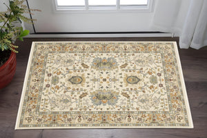 HomeRoots 2' Elegant Oriental Power Loom Runner Rug - Stain Resistant, Multi-Color, Fringed, Durable Design 3' x 5' 509298