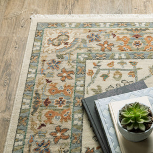 HomeRoots 2' Elegant Oriental Power Loom Runner Rug - Stain Resistant, Multi-Color, Fringed, Durable Design 5' X 8' 509299