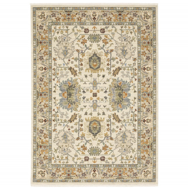HomeRoots 2' Elegant Oriental Power Loom Runner Rug - Stain Resistant, Multi-Color, Fringed, Durable Design 7' X 10' 509300
