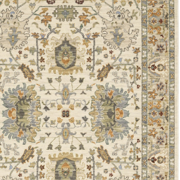 HomeRoots 2' Elegant Oriental Power Loom Runner Rug - Stain Resistant, Multi-Color, Fringed, Durable Design 7' X 10' 509300