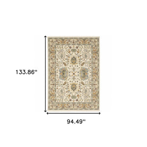 HomeRoots 2' Elegant Oriental Power Loom Runner Rug - Stain Resistant, Multi-Color, Fringed, Durable Design 8' X 11' 509301