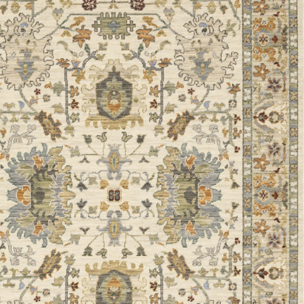 HomeRoots 2' Elegant Oriental Power Loom Runner Rug - Stain Resistant, Multi-Color, Fringed, Durable Design 8' X 11' 509301
