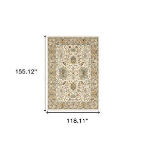 HomeRoots 2' Elegant Oriental Power Loom Runner Rug - Stain Resistant, Multi-Color, Fringed, Durable Design 10' X 13' 509302