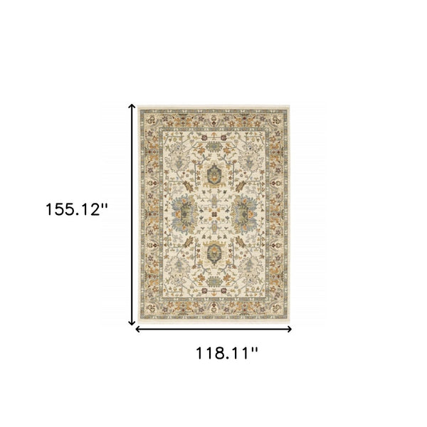 HomeRoots 2' Elegant Oriental Power Loom Runner Rug - Stain Resistant, Multi-Color, Fringed, Durable Design 10' X 13' 509302