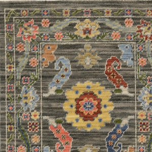HomeRoots 2' Elegant Stain-Resistant Oriental Runner Rug with Fringe in Vibrant Multi-Color Bohemian Design Grey/ Multi 2' x 6' 509304