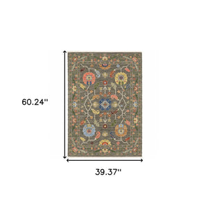 HomeRoots 2' Elegant Stain-Resistant Oriental Runner Rug with Fringe in Vibrant Multi-Color Bohemian Design 3' x 5' 509305