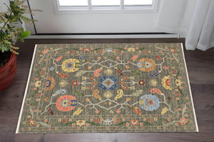 HomeRoots 2' Elegant Stain-Resistant Oriental Runner Rug with Fringe in Vibrant Multi-Color Bohemian Design 3' x 5' 509305