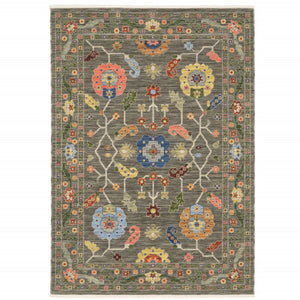 HomeRoots 2' Elegant Stain-Resistant Oriental Runner Rug with Fringe in Vibrant Multi-Color Bohemian Design 7' X 10' 509307