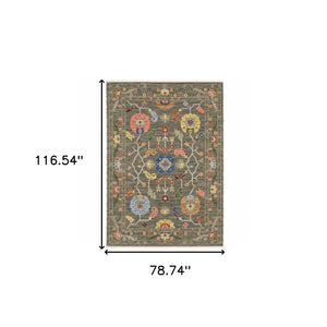 HomeRoots 2' Elegant Stain-Resistant Oriental Runner Rug with Fringe in Vibrant Multi-Color Bohemian Design 7' X 10' 509307