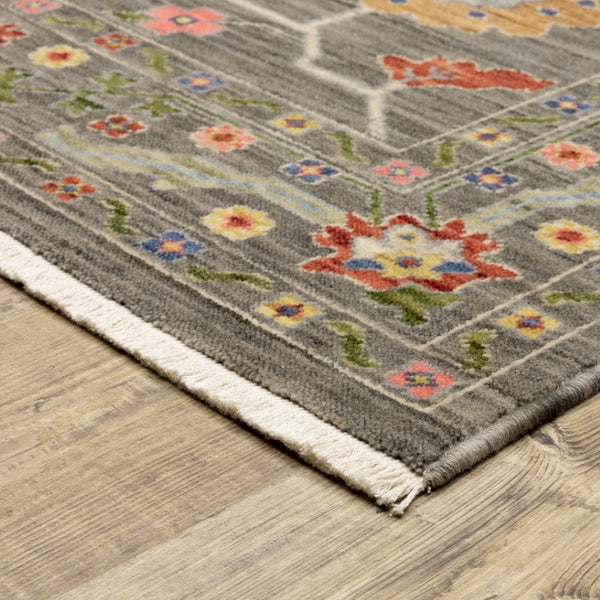 HomeRoots 2' Elegant Stain-Resistant Oriental Runner Rug with Fringe in Vibrant Multi-Color Bohemian Design 7' X 10' 509307