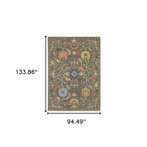 HomeRoots 2' Elegant Stain-Resistant Oriental Runner Rug with Fringe in Vibrant Multi-Color Bohemian Design 8' X 11' 509308