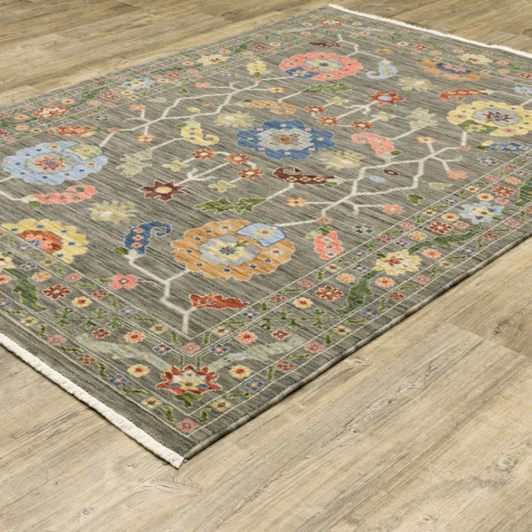 HomeRoots 2' Elegant Stain-Resistant Oriental Runner Rug with Fringe in Vibrant Multi-Color Bohemian Design 8' X 11' 509308