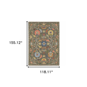 HomeRoots 2' Elegant Stain-Resistant Oriental Runner Rug with Fringe in Vibrant Multi-Color Bohemian Design 10' X 13' 509309