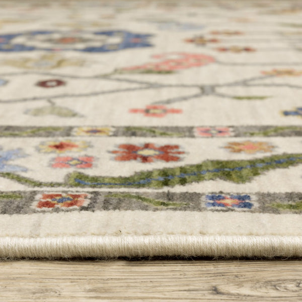 HomeRoots 2' Elegant Stain-Resistant Oriental Runner Rug with Fringe in Vibrant Multi-Color Bohemian Design 3' x 5' 509312
