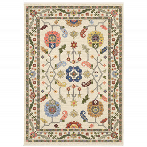 HomeRoots 2' Elegant Stain-Resistant Oriental Runner Rug with Fringe in Vibrant Multi-Color Bohemian Design 5' X 8' 509313
