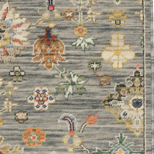 HomeRoots 2' Elegant Oriental Runner Rug with Vibrant Colors, Stain Resistance, and Classic Fringe Tassels Grey/ Multi 2' x 6' 509318