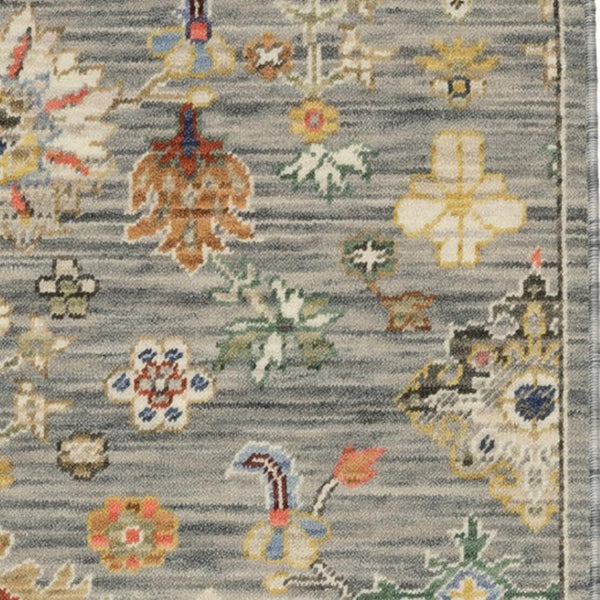 HomeRoots 2' Elegant Oriental Runner Rug with Vibrant Colors, Stain Resistance, and Classic Fringe Tassels Grey/ Multi 2' x 6' 509318