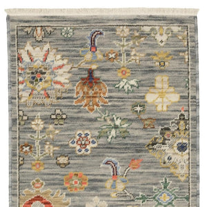 HomeRoots 2' Elegant Oriental Runner Rug with Vibrant Colors, Stain Resistance, and Classic Fringe Tassels Grey/ Multi 2' x 6' 509318