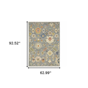 HomeRoots 2' Elegant Oriental Runner Rug with Vibrant Colors, Stain Resistance, and Classic Fringe Tassels 5' X 8' 509320