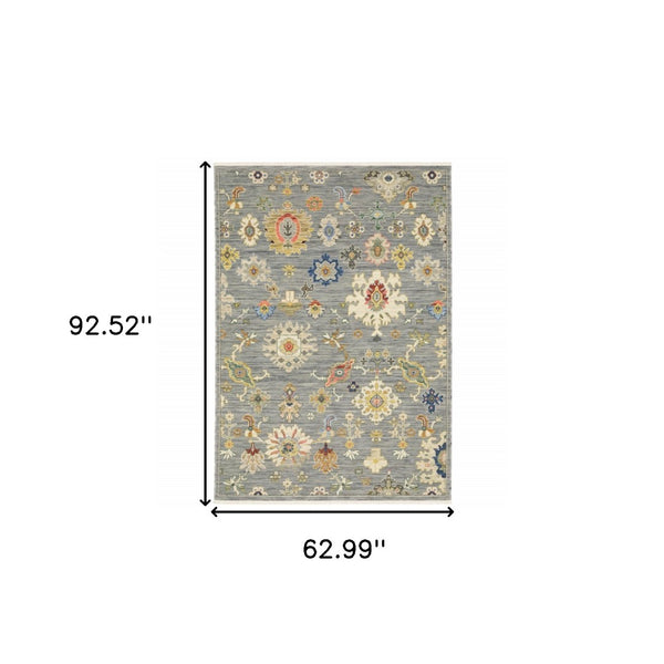 HomeRoots 2' Elegant Oriental Runner Rug with Vibrant Colors, Stain Resistance, and Classic Fringe Tassels 5' X 8' 509320