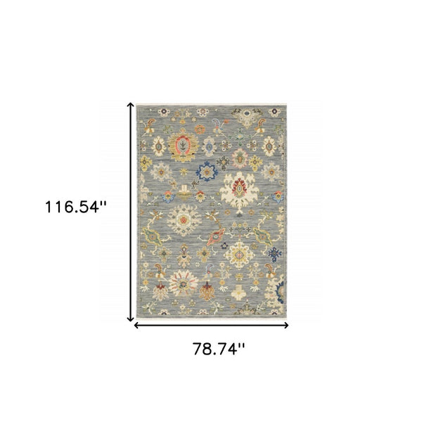 HomeRoots 2' Elegant Oriental Runner Rug with Vibrant Colors, Stain Resistance, and Classic Fringe Tassels 7' X 10' 509321