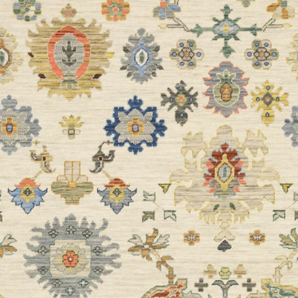 HomeRoots 2' Elegant Oriental Runner Rug with Vibrant Colors, Stain Resistance, and Classic Fringe Tassels Ivory/ Multi 2' x 6' 509325