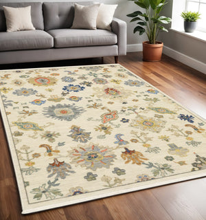 HomeRoots 2' Elegant Oriental Runner Rug with Vibrant Colors, Stain Resistance, and Classic Fringe Tassels 5' X 8' 509327