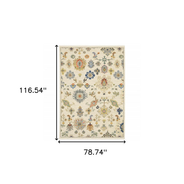 HomeRoots 2' Elegant Oriental Runner Rug with Vibrant Colors, Stain Resistance, and Classic Fringe Tassels 7' X 10' 509328