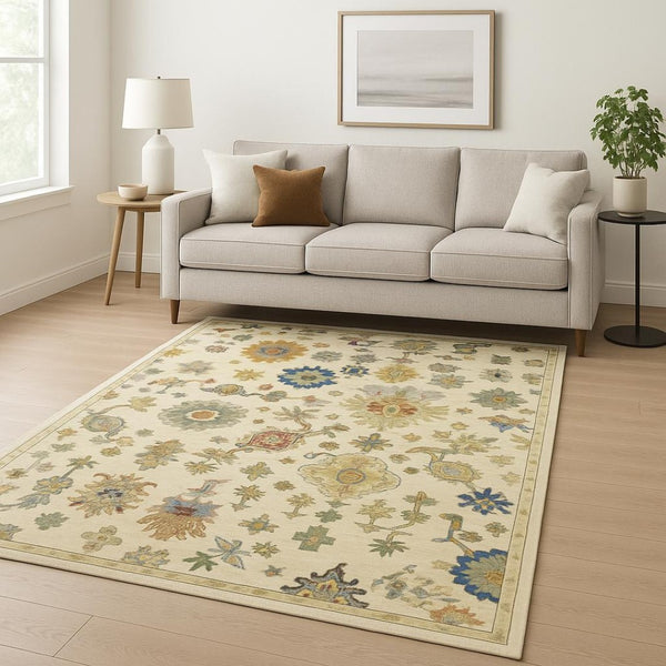 HomeRoots 2' Elegant Oriental Runner Rug with Vibrant Colors, Stain Resistance, and Classic Fringe Tassels 7' X 10' 509328