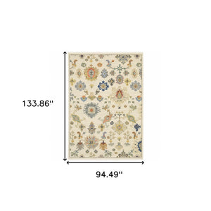 HomeRoots 2' Elegant Oriental Runner Rug with Vibrant Colors, Stain Resistance, and Classic Fringe Tassels 8' X 11' 509329