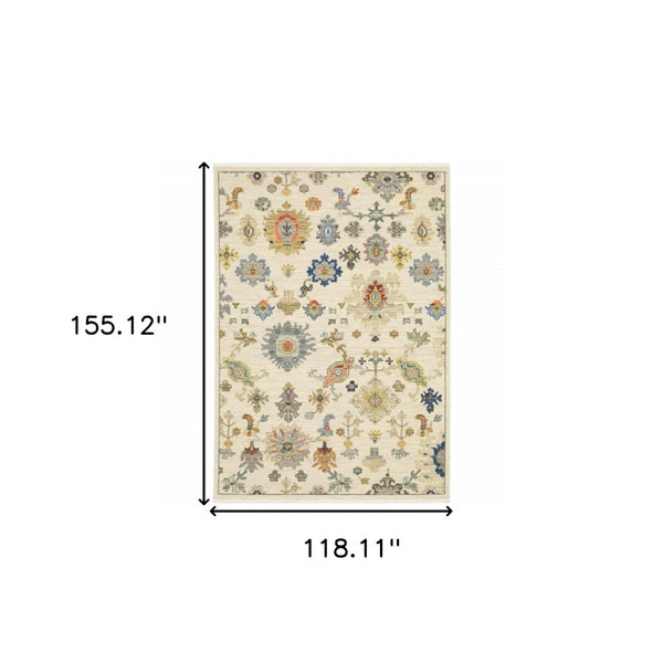 HomeRoots 2' Elegant Oriental Runner Rug with Vibrant Colors, Stain Resistance, and Classic Fringe Tassels 10' X 13' 509330