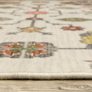 HomeRoots 2' Vibrant Oriental Power Loom Runner Rug with Classic Fringed Tassels - Stain Resistant for High Traffic Areas Ivory/ Multi 2' x 6' 509339