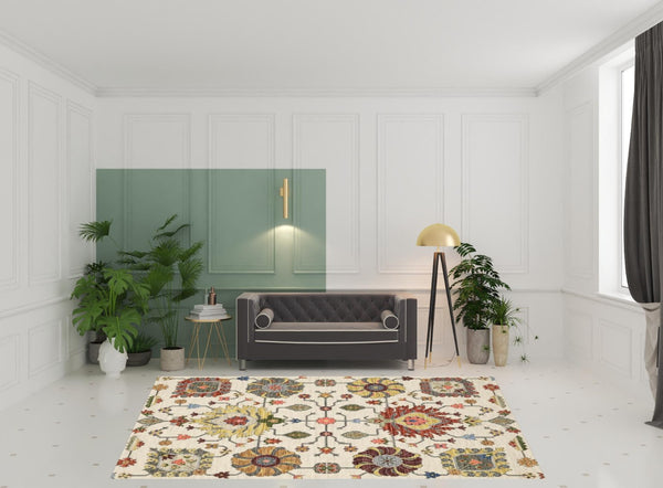 HomeRoots 2' Vibrant Oriental Power Loom Runner Rug with Classic Fringed Tassels - Stain Resistant for High Traffic Areas Ivory/ Multi 7'10" x 10'10" 509343