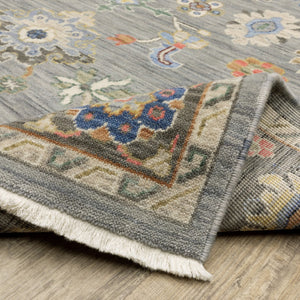 HomeRoots 6' Elegant Oriental Runner Rug in Blue, Ivory, and Red with Fringed Tassels for Hallways Blue/ Multi 2' x 6' 509346