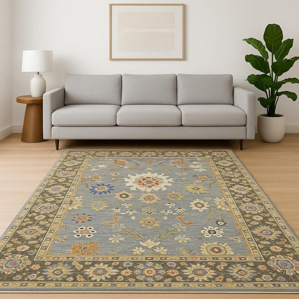 HomeRoots 6' Elegant Oriental Runner Rug in Blue, Ivory, and Red with Fringed Tassels for Hallways 8' X 11' 509350